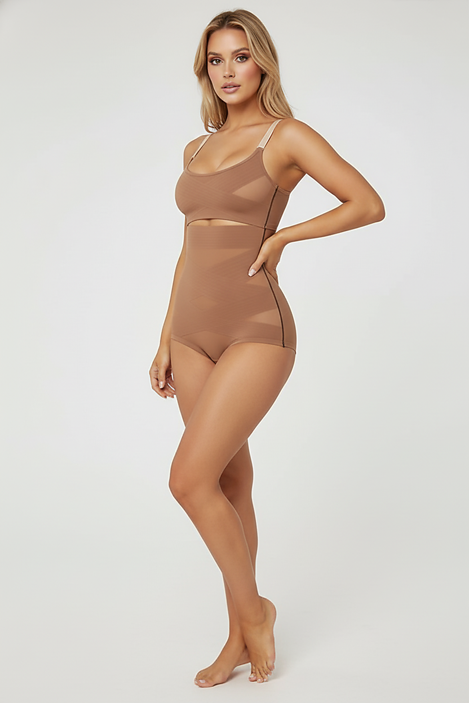 High-waisted shapewear panties with tummy control, alternate angle view.