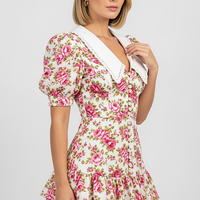 Floral Lapel Mini Dress - Thorne & Ivy