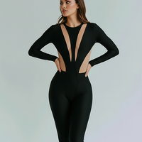 Sexy Mesh Patchwork Skinny Jumpsuit