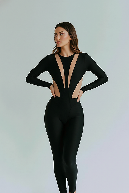 Sexy Mesh Patchwork Skinny Jumpsuit