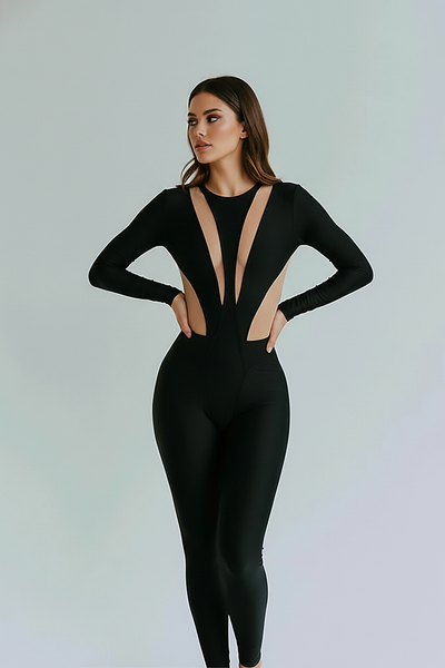 Sexy Mesh Patchwork Skinny Jumpsuit