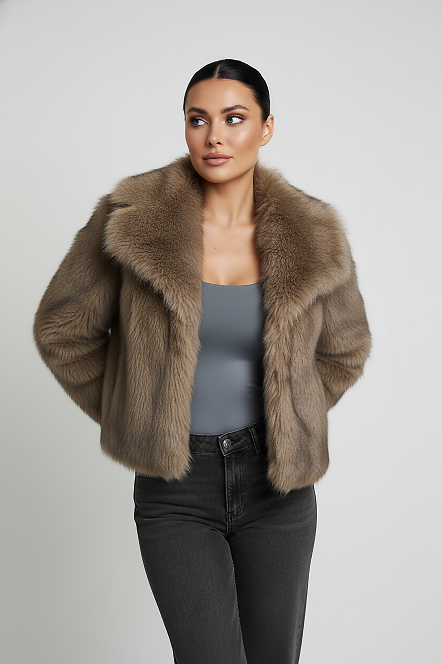 Hxao 2024 Woman Autumn Winter Faux Fur Coat