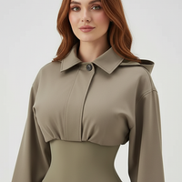 Women's Green Oversized Hooded Bomber Jacket