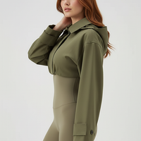 Women's Green Oversized Hooded Bomber Jacket