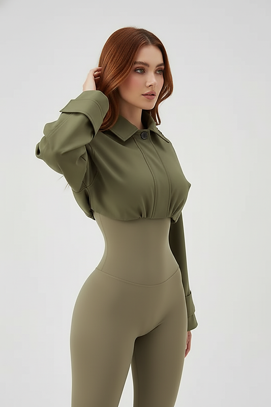 Women's Green Oversized Hooded Bomber Jacket