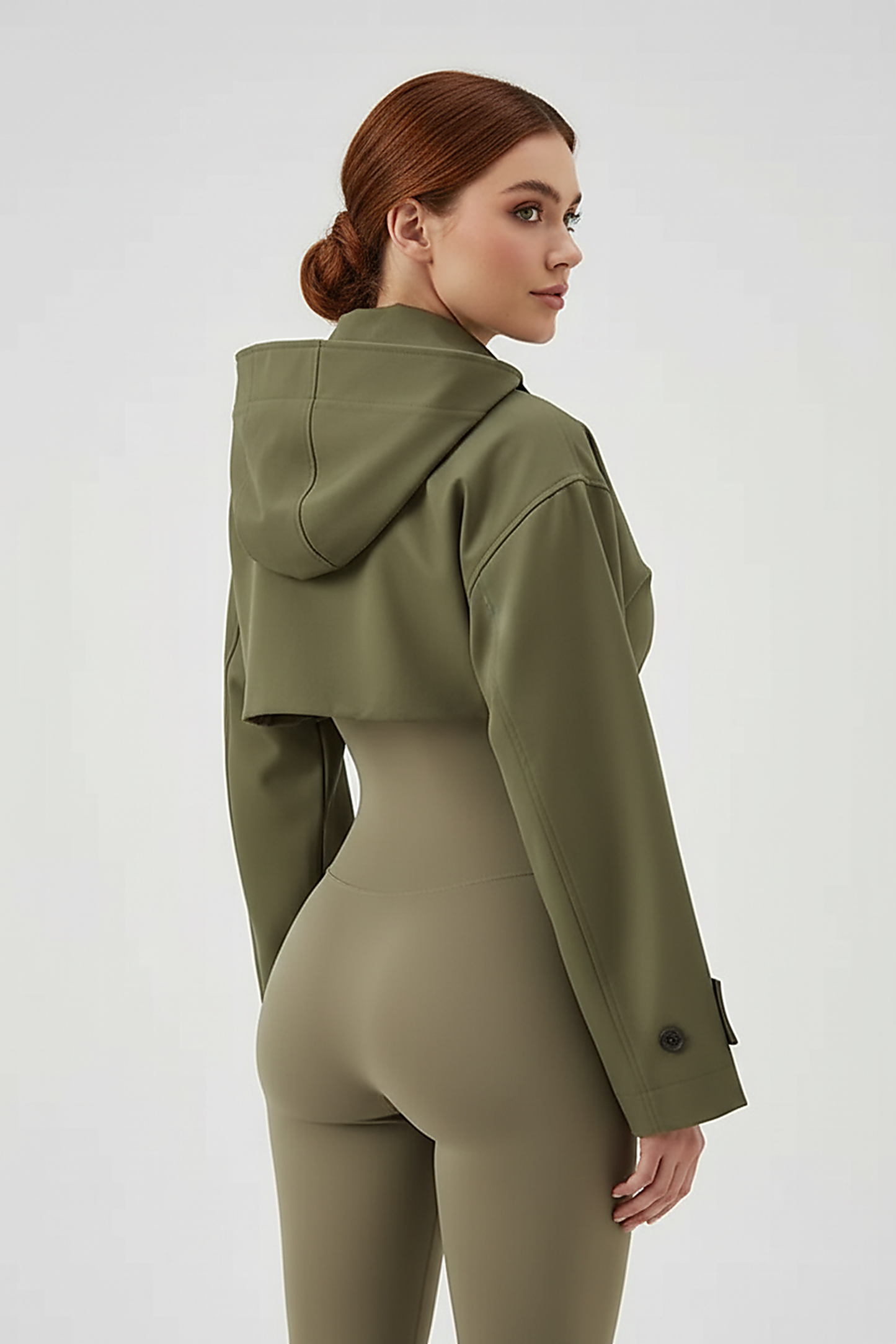 Women's Green Oversized Hooded Bomber Jacket