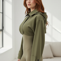 Women's Green Oversized Hooded Bomber Jacket