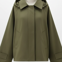 Women's Green Oversized Hooded Bomber Jacket