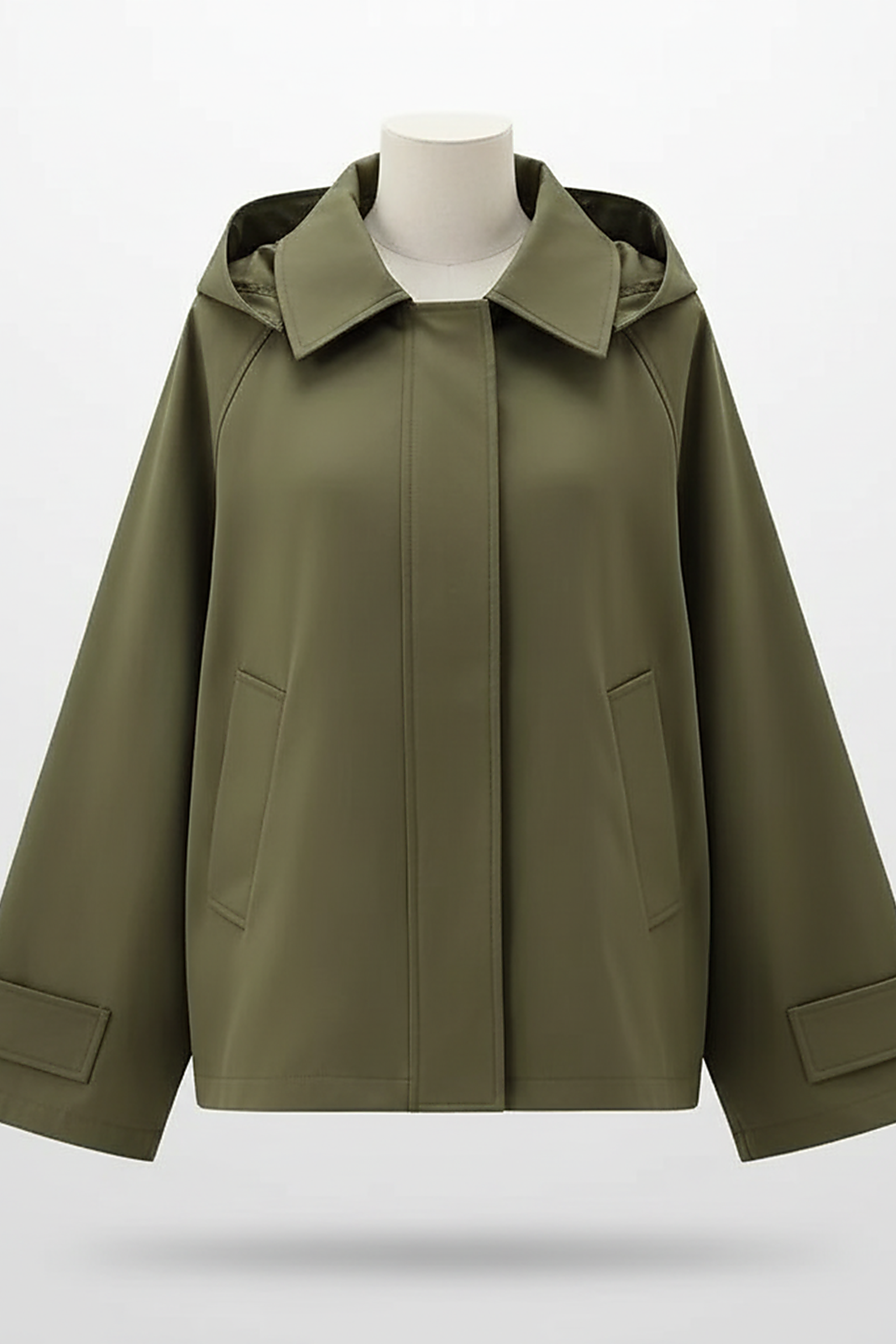 Women's Green Oversized Hooded Bomber Jacket