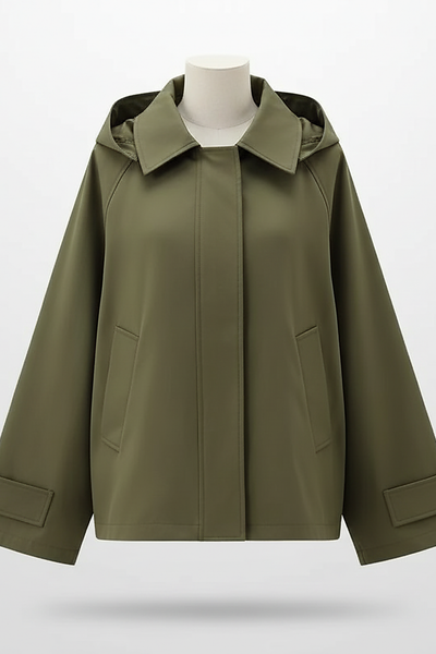 Women's Green Oversized Hooded Bomber Jacket