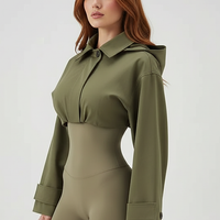 Women's Green Oversized Hooded Bomber Jacket