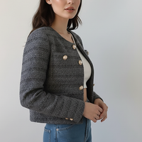 Elegant Tweed Single-Breasted Short Coat