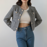 Elegant Tweed Single-Breasted Short Coat