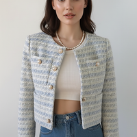 Elegant Tweed Single-Breasted Short Coat