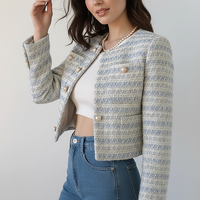 Elegant Tweed Single-Breasted Short Coat