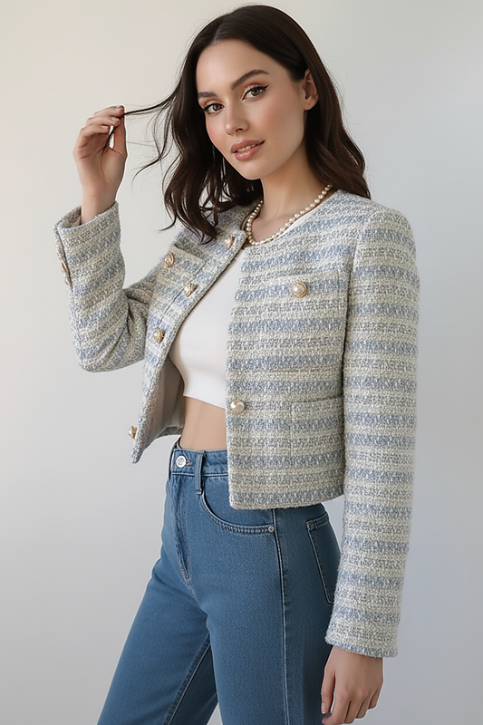 Elegant Tweed Single-Breasted Short Coat