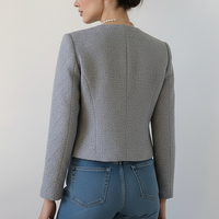 Elegant Tweed Single-Breasted Short Coat