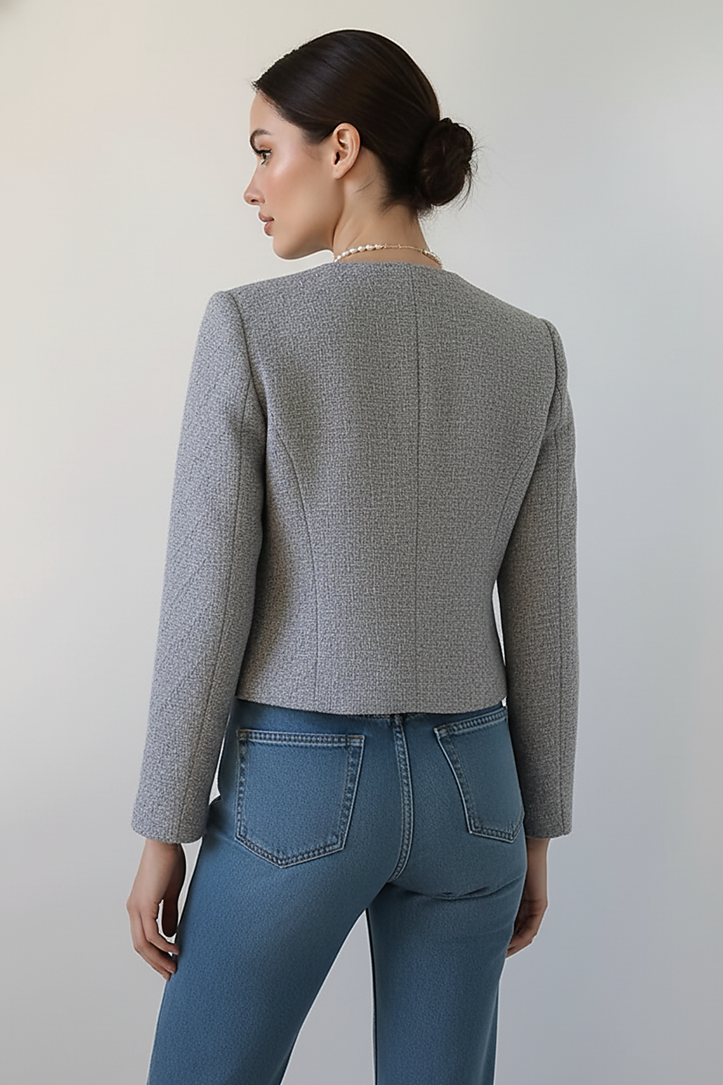 Elegant Tweed Single-Breasted Short Coat