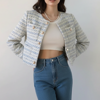 Elegant Tweed Single-Breasted Short Coat