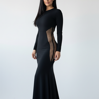 Bandage Backless Long Sleeve Maxi Dress - Thorne & Ivy