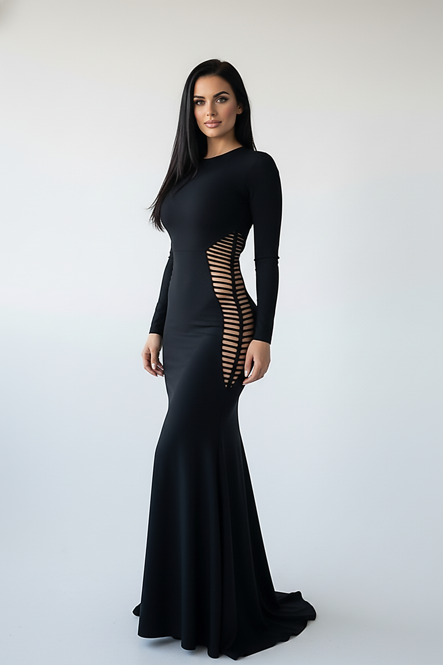 Bandage Backless Long Sleeve Maxi Dress - Thorne & Ivy
