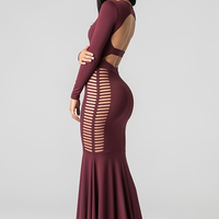 Bandage Backless Long Sleeve Maxi Dress - Thorne & Ivy
