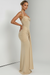 Halter backless patchwork off-shoulder maxi dress, front view on model.