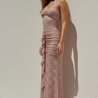 Black maxi dress, close-up fabric texture.