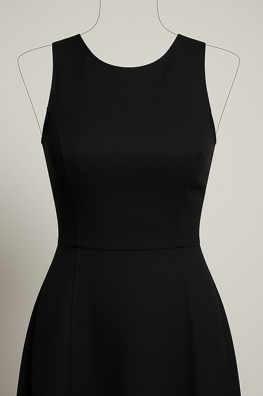 Sleeveless Black A-Line Midi Dress - Thorne & Ivy