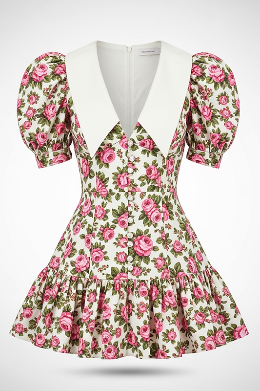 Floral Lapel Mini Dress - Thorne & Ivy
