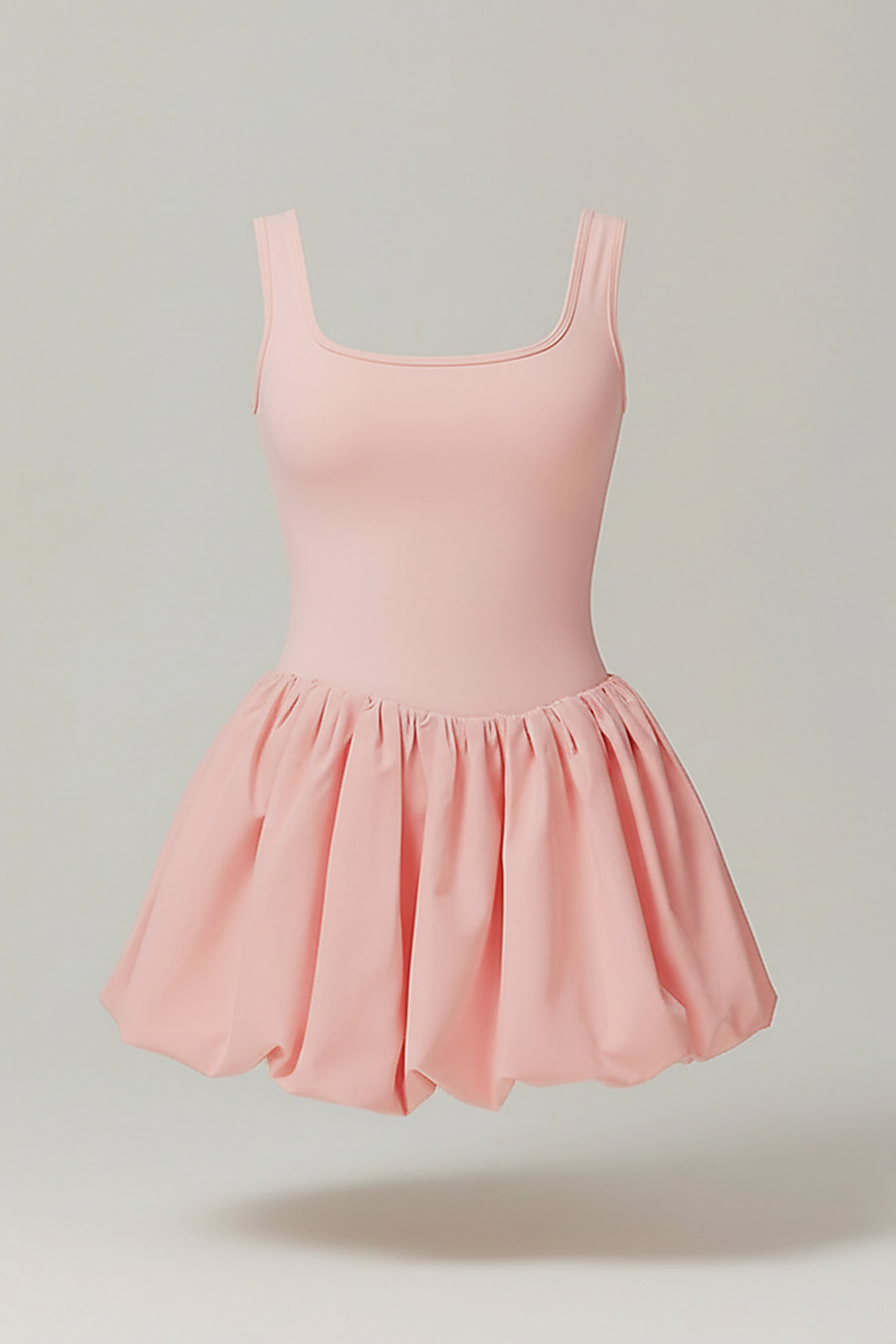 Yoga jumpsuit, alternate angle view on model.