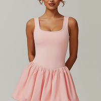 Yoga jumpsuit, alternate angle view on model.