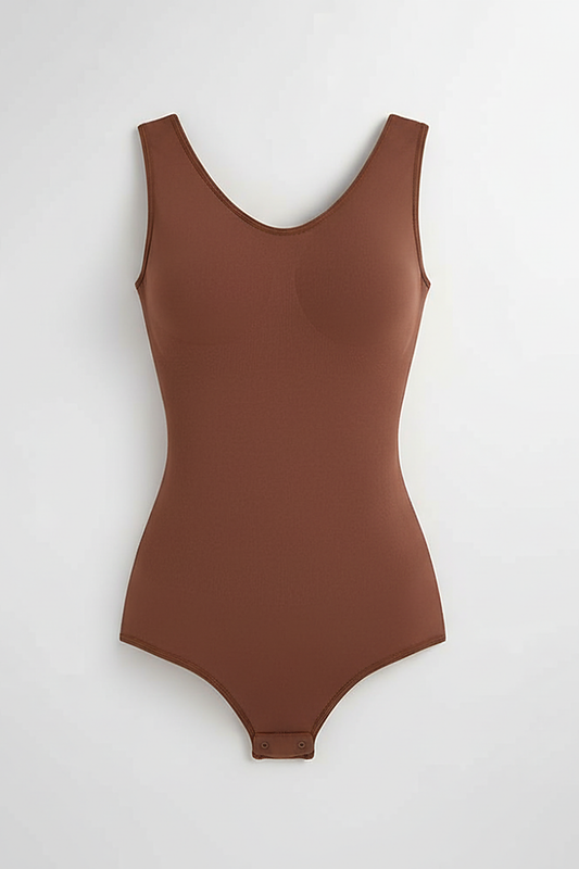 Slimming bodysuit, alternate angle view on model.