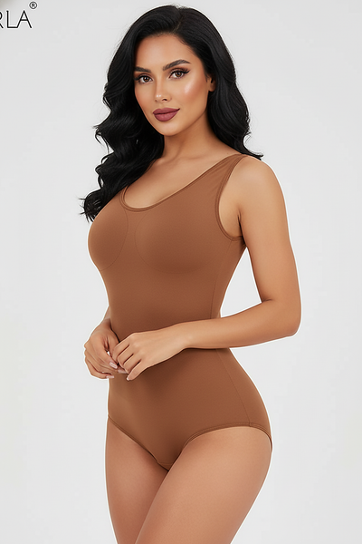 Slimming bodysuit, alternate angle view on model.