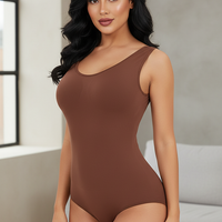 Slimming bodysuit, indoor lifestyle view on model.