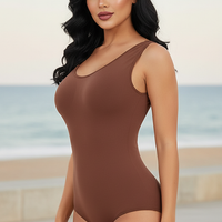 Slimming bodysuit, outdoor lifestyle view on model.