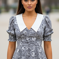 Printed Puff Sleeve Mini Dress - Thorne & Ivy