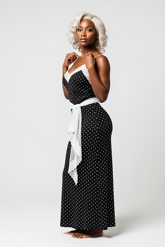 Polka Dot Suspender Maxi Dress - Thorne & Ivy