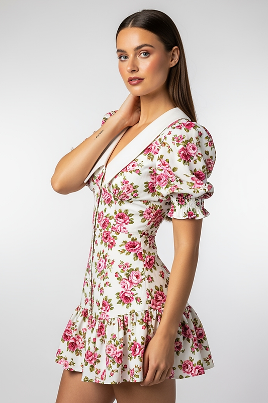 Printed Puff Sleeve Mini Dress - Thorne & Ivy
