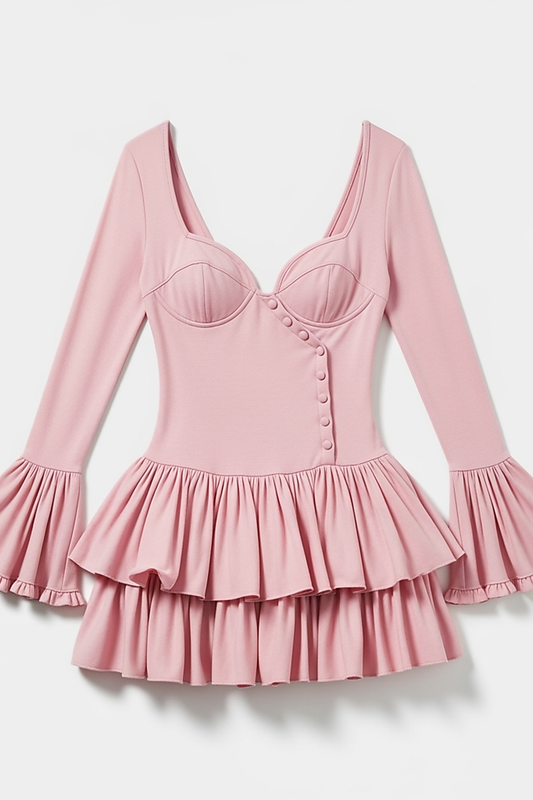 Flare Sleeve Ruffle Mini Dress - Thorne & Ivy