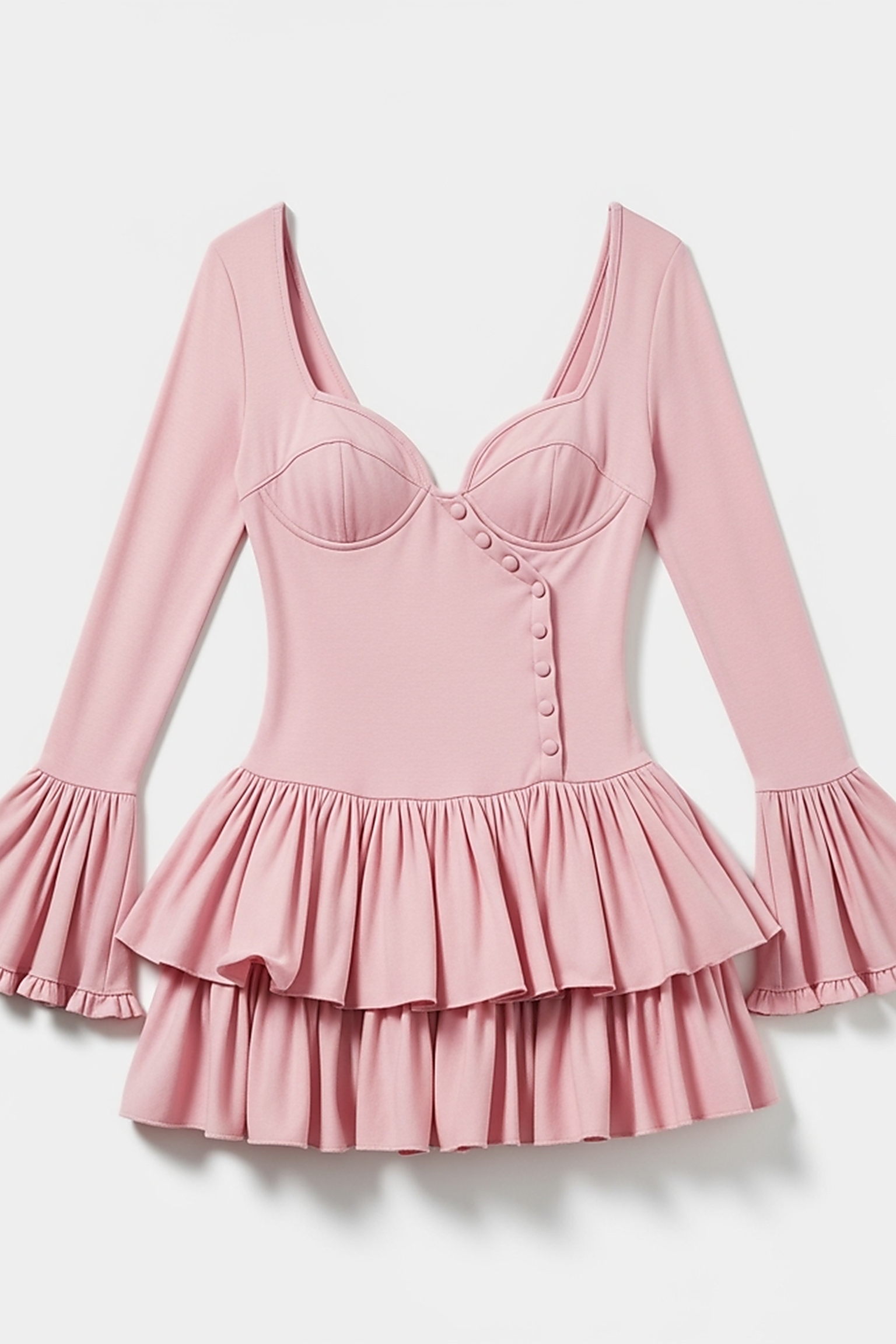 Flare Sleeve Ruffle Mini Dress - Thorne & Ivy