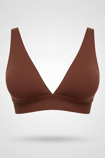 Seamless push-up padded wireless bralette, close-up fabric detail.
