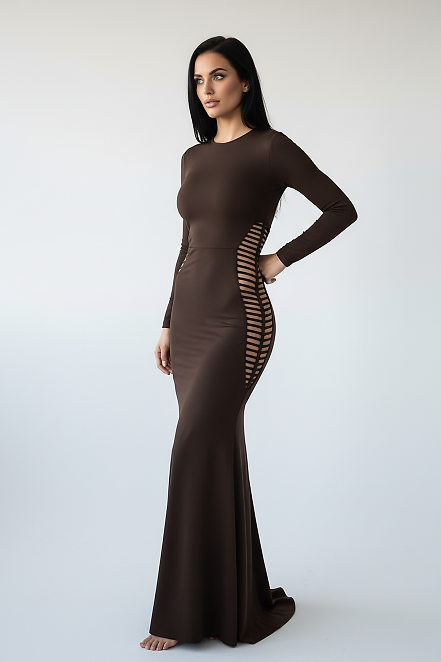 Bandage Backless Long Sleeve Maxi Dress - Thorne & Ivy