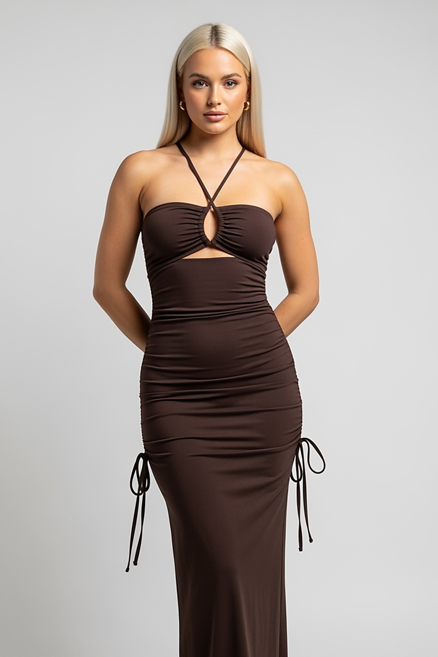 Puff Sleeve V-Neck Maxi Dress - Thorne & Ivy