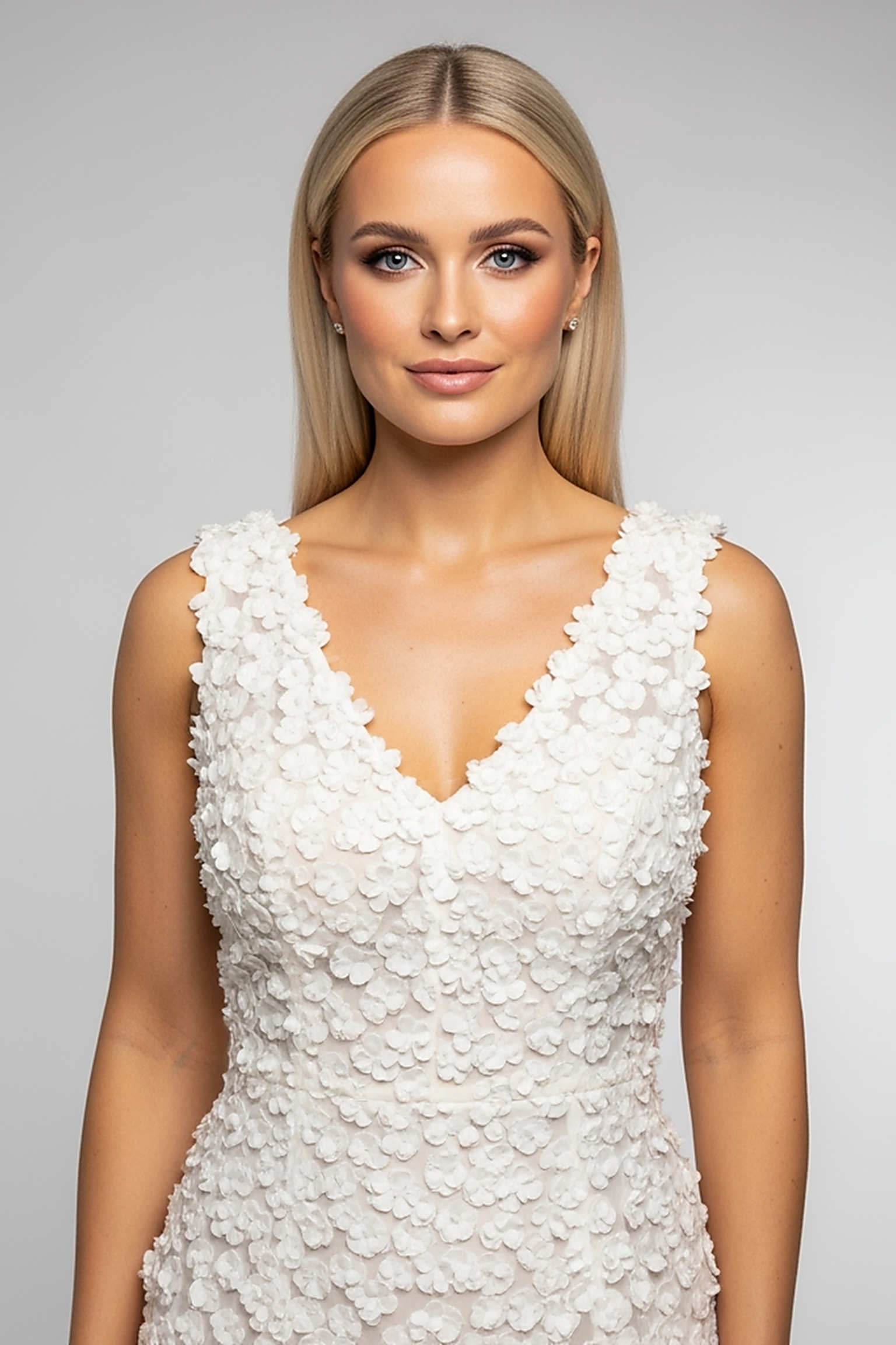 Embroidered Floral Plunge Maxi Dress - Thorne & Ivy