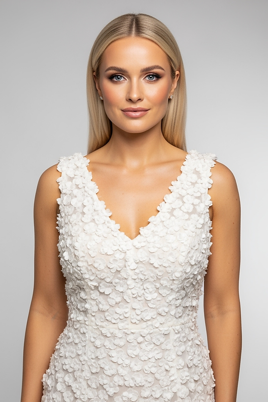 Embroidered Floral Plunge Maxi Dress - Thorne & Ivy