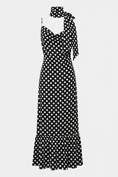 Polka Dot Tie-Front Maxi Dress - Thorne & Ivy