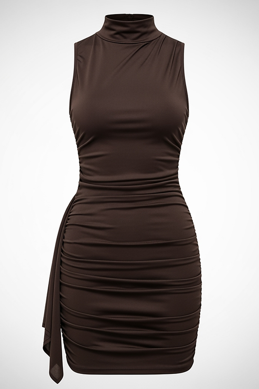 Turtleneck Ruched Mini Dress - Thorne & Ivy