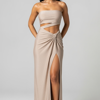 Ruffled Neck Strap A-Line Gown - Thorne & Ivy