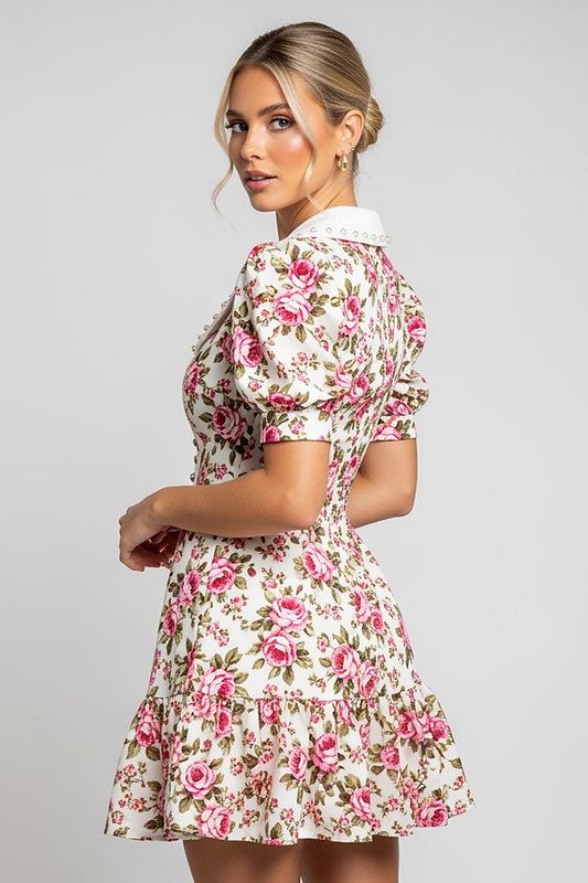Floral Lapel Mini Dress - Thorne & Ivy